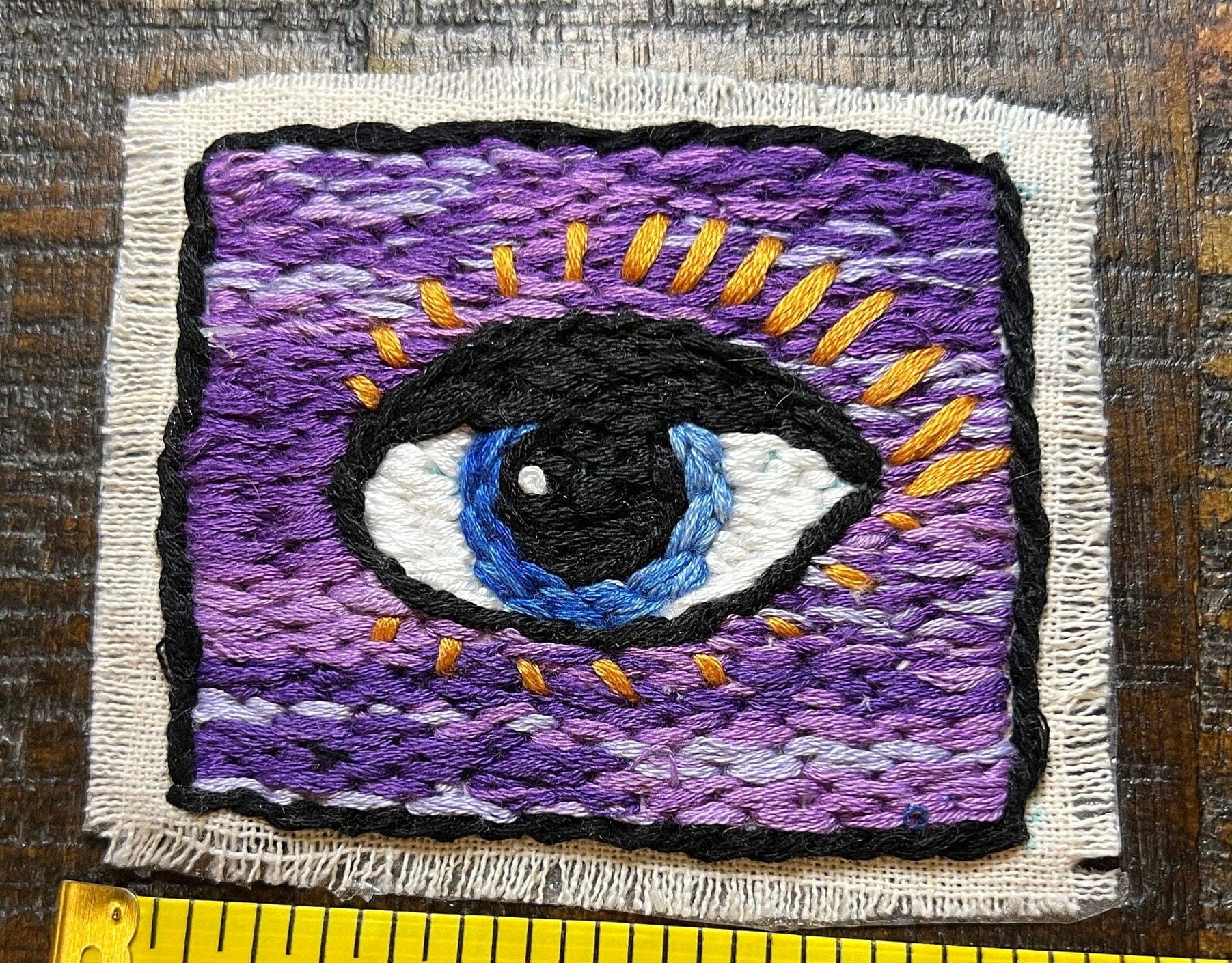 EYE Hand Stitched Original Design SOULE PATCH art Iron On patch embroidered Protective Eye stitched gifts patchwork stitch art ironons gifts Appliques & Patches
