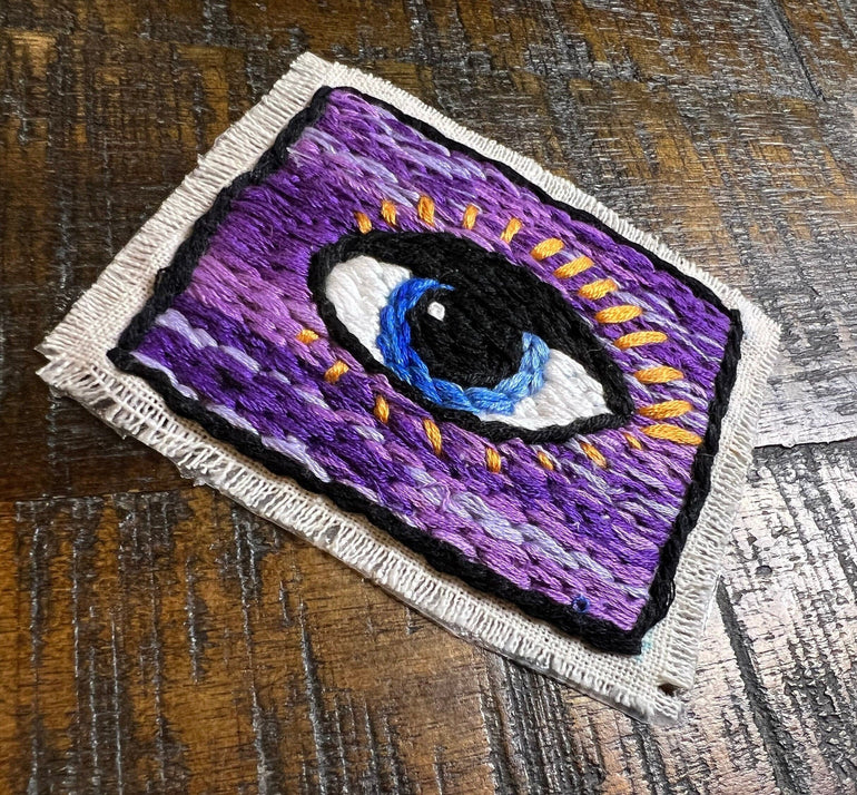 EYE Hand Stitched Original Design SOULE PATCH art Iron On patch embroidered Protective Eye stitched gifts patchwork stitch art ironons gifts Appliques & Patches
