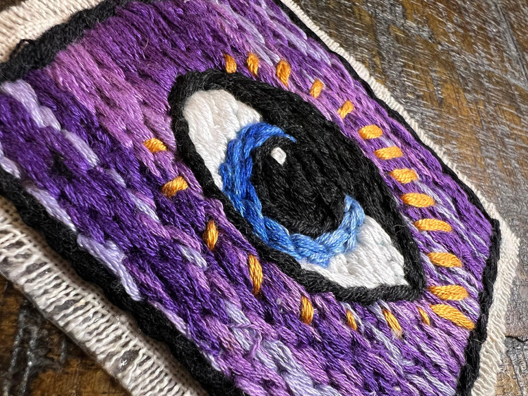 EYE Hand Stitched Original Design SOULE PATCH art Iron On patch embroidered Protective Eye stitched gifts patchwork stitch art ironons gifts Appliques & Patches