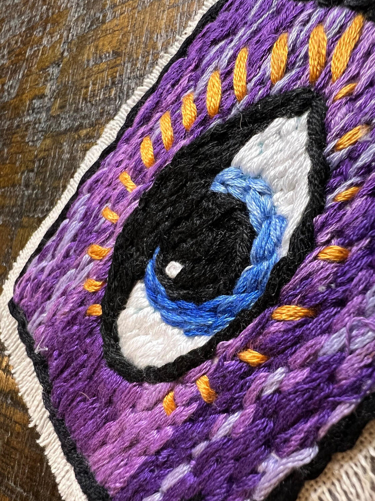 EYE Hand Stitched Original Design SOULE PATCH art Iron On patch embroidered Protective Eye stitched gifts patchwork stitch art ironons gifts Appliques & Patches