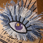 Good KARMA Purple Blue PROTECTION Patch Handmade NuAge pin Embroidered Protective Talisman Frays Denim Bridal Party Bachelorette office gift Brooches & Lapel Pins