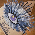 Good KARMA Purple Blue PROTECTION Patch Handmade NuAge pin Embroidered Protective Talisman Frays Denim Bridal Party Bachelorette office gift Brooches & Lapel Pins