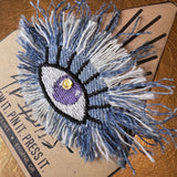 Good KARMA Purple Blue PROTECTION Patch Handmade NuAge pin Embroidered Protective Talisman Frays Denim Bridal Party Bachelorette office gift Brooches & Lapel Pins