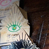 Green Protective EVIL Eye Decal Handmade Embroidered Eye Frayed Natural Denim Talisman GOOD LUCK charm Amulet tie tack Pin included glyph Brooches & Lapel Pins