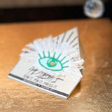 Green Protective EVIL Eye Decal Handmade Embroidered Eye Frayed Natural Denim Talisman GOOD LUCK charm Amulet tie tack Pin included glyph Brooches & Lapel Pins