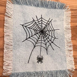 Halloween SPIDER Web Iron On SOULE PATCH art Bleached Denim patch 5 X 4.5 black embroidered Appliques & Patches