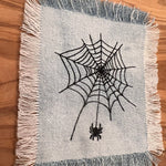Halloween SPIDER Web Iron On SOULE PATCH art Bleached Denim patch 5 X 4.5 black embroidered Appliques & Patches