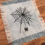 Halloween SPIDER Web Iron On SOULE PATCH art Bleached Denim patch 5 X 4.5 black embroidered Appliques & Patches