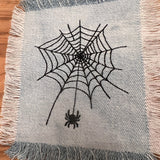 Halloween SPIDER Web Iron On SOULE PATCH art Bleached Denim patch 5 X 4.5 black embroidered Appliques & Patches