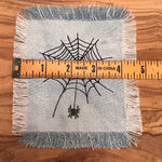 Halloween SPIDER Web Iron On SOULE PATCH art Bleached Denim patch 5 X 4.5 black embroidered Appliques & Patches