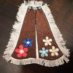 Hippie Icon Pants SOULE PATCH DENIM Handmade Patch Embroidered Flowers large Iron On Decal Frayed edges 60s 70s classic flower power Appliques & Patches
