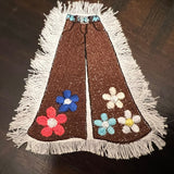 Hippie Icon Pants SOULE PATCH DENIM Handmade Patch Embroidered Flowers large Iron On Decal Frayed edges 60s 70s classic flower power Appliques & Patches