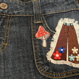 Hippie Icon Pants SOULE PATCH DENIM Handmade Patch Embroidered Flowers large Iron On Decal Frayed edges 60s 70s classic flower power Appliques & Patches