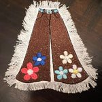 Hippie Icon Pants SOULE PATCH DENIM Handmade Patch Embroidered Flowers large Iron On Decal Frayed edges 60s 70s classic flower power Appliques & Patches