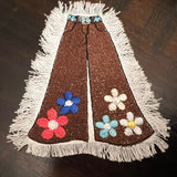 Hippie Icon Pants SOULE PATCH DENIM Handmade Patch Embroidered Flowers large Iron On Decal Frayed edges 60s 70s classic flower power Appliques & Patches
