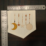 Hot Pocket Celestial Jewels White Denim PATCH Handmade Pocket Patch with Embroidered Moon and Stars Appliques & Patches