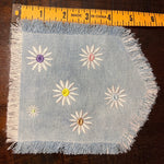 HOT POCKET Full of Posies Handmade embroidered bleached denim pocket patch 6 X 5 Flowers Daisies Fringed Frayed Edges Sew On or Decal Patch Panels