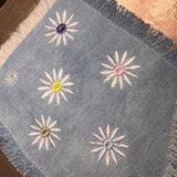 HOT POCKET Full of Posies Handmade embroidered bleached denim pocket patch 6 X 5 Flowers Daisies Fringed Frayed Edges Sew On or Decal Patch Panels