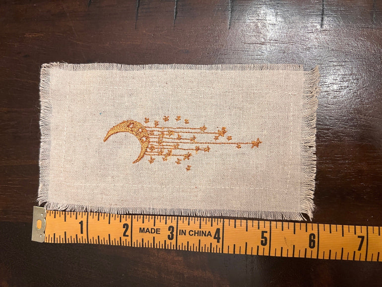 MOON JEWELS Golden Moon STARS beige Linen Patch 6x3 frayed edges sew on Decal Iron Moons shabby chic magnolia pearl Boho patches embroidery Appliques & Patches