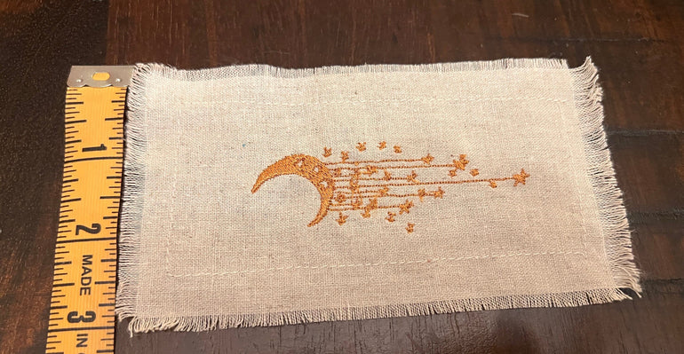 MOON JEWELS Golden Moon STARS beige Linen Patch 6x3 frayed edges sew on Decal Iron Moons shabby chic magnolia pearl Boho patches embroidery Appliques & Patches