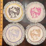 MUSHROOMS Round PATCH fringed border art Natural Beige Denim Iron On patch 5.5 little hippie magic mushy embroidered Decal pin frayed sewn Appliques & Patches