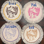 MUSHROOMS Round PATCH fringed border art Natural Beige Denim Iron On patch 5.5 little hippie magic mushy embroidered Decal pin frayed sewn Appliques & Patches