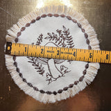 MUSHROOMS Round PATCH fringed border art Natural Beige Denim Iron On patch 5.5 little hippie magic mushy embroidered Decal pin frayed sewn Appliques & Patches