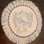 MUSHROOMS Round PATCH fringed border art Natural Beige Denim Iron On patch 5.5 little hippie magic mushy embroidered Decal pin frayed sewn Appliques & Patches