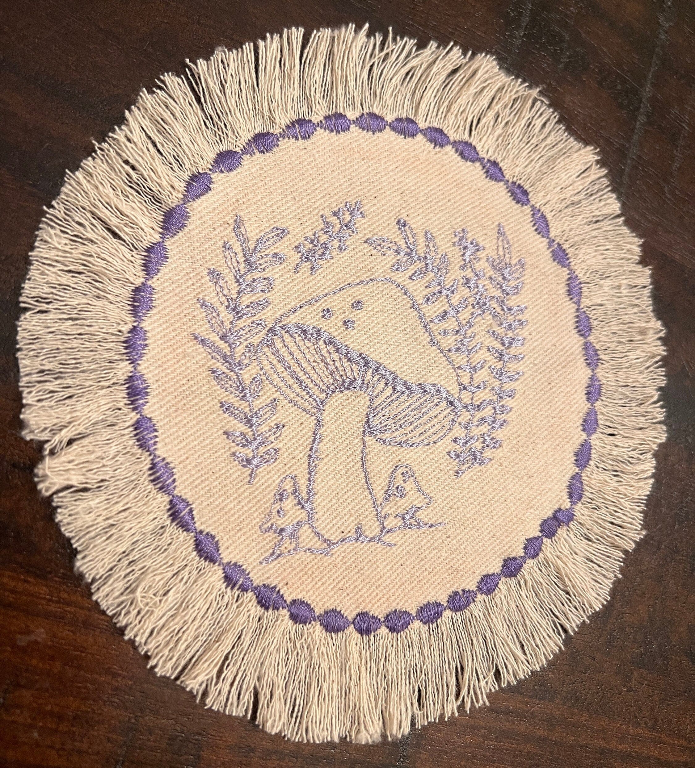 MUSHROOMS Round PATCH fringed border art Natural Beige Denim Iron On patch 5.5 little hippie magic mushy embroidered Decal pin frayed sewn Appliques & Patches