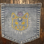 Mystic Kitty CAT HOT POCKET - embroidered Denim patch 6X6 Iron On Psychic Soule Patch Appliques & Patches