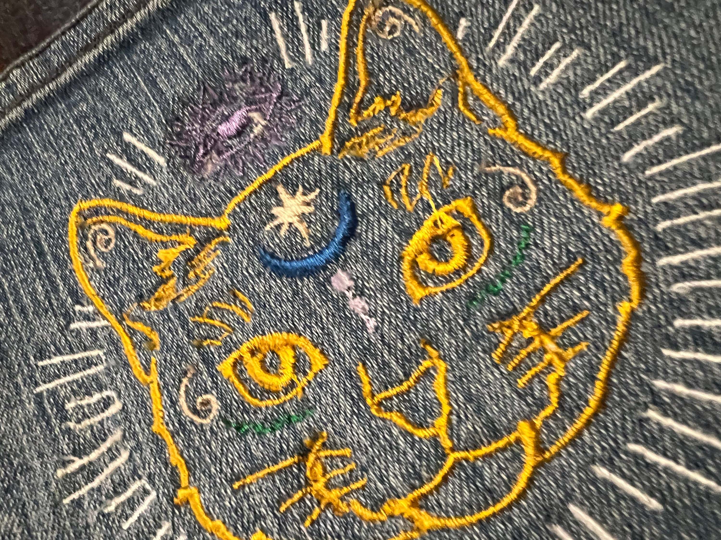 Mystic Kitty CAT HOT POCKET - embroidered Denim patch 6X6 Iron On Psychic Soule Patch Appliques & Patches