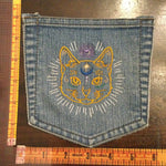 Mystic Kitty CAT HOT POCKET - embroidered Denim patch 6X6 Iron On Psychic Soule Patch Appliques & Patches