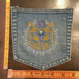 Mystic Kitty CAT HOT POCKET - embroidered Denim patch 6X6 Iron On Psychic Soule Patch Appliques & Patches