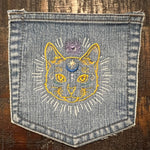 Mystic Kitty CAT HOT POCKET - embroidered Denim patch 6X6 Iron On Psychic Soule Patch Appliques & Patches