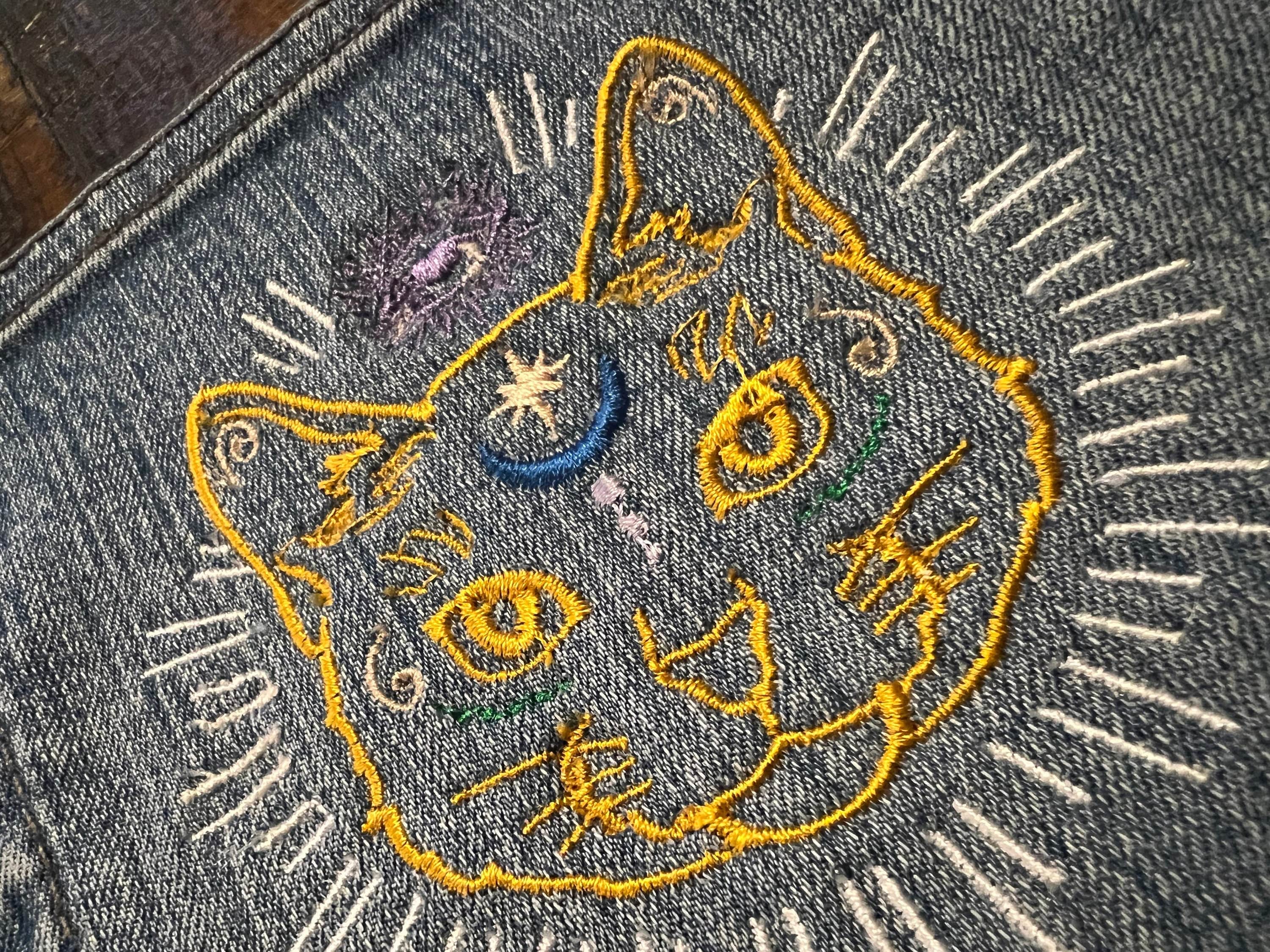 Mystic Kitty CAT HOT POCKET - embroidered Denim patch 6X6 Iron On Psychic Soule Patch Appliques & Patches