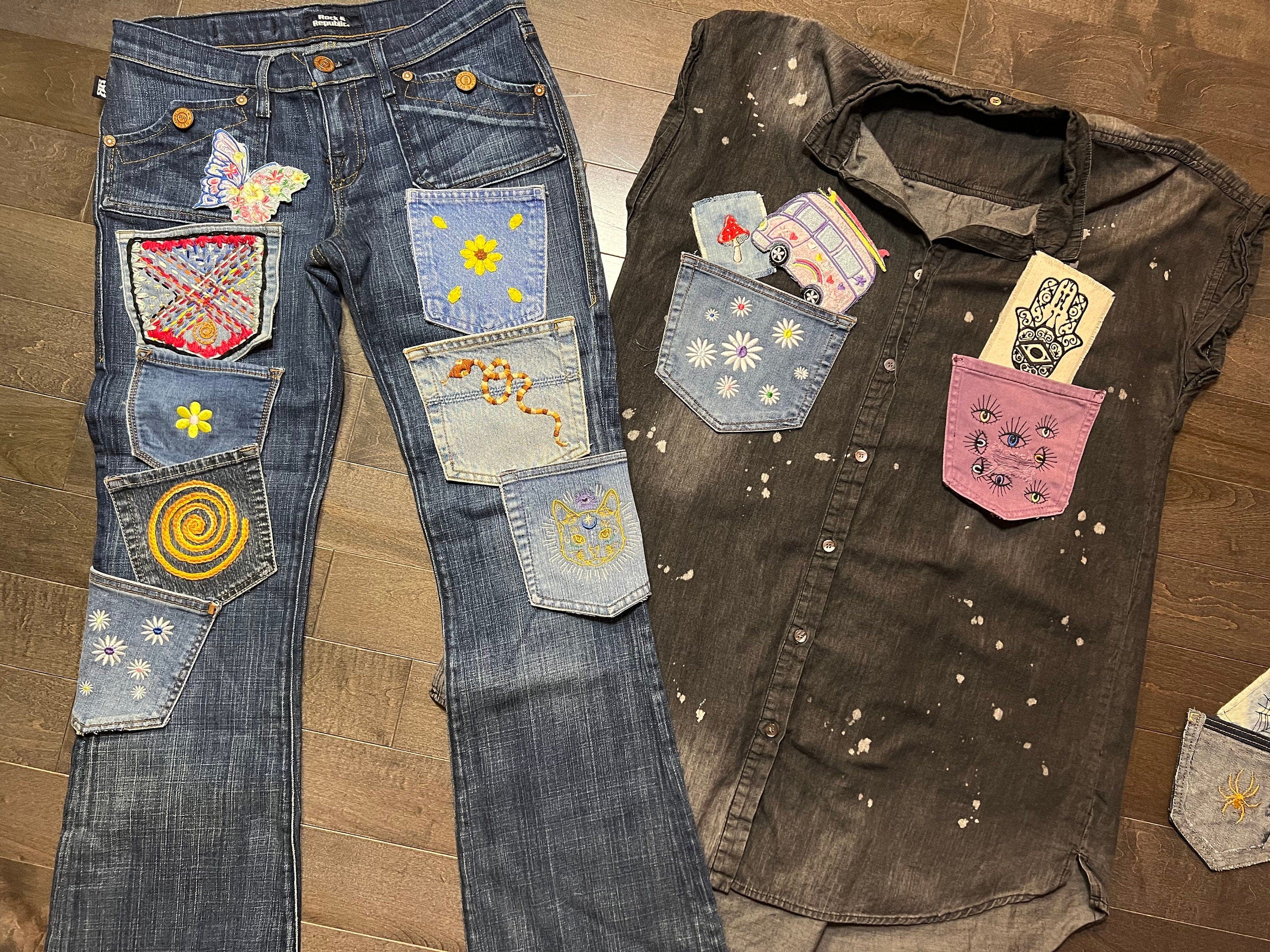 Mystic Kitty CAT HOT POCKET - embroidered Denim patch 6X6 Iron On Psychic Soule Patch Appliques & Patches