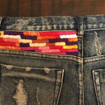 One Teaspoon OOAK Festival Cut Off Denim Shorts Hand Embroidered Shorts