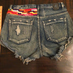 One Teaspoon OOAK Festival Cut Off Denim Shorts Hand Embroidered Shorts