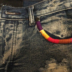 One Teaspoon OOAK Festival Cut Off Denim Shorts Hand Embroidered Shorts