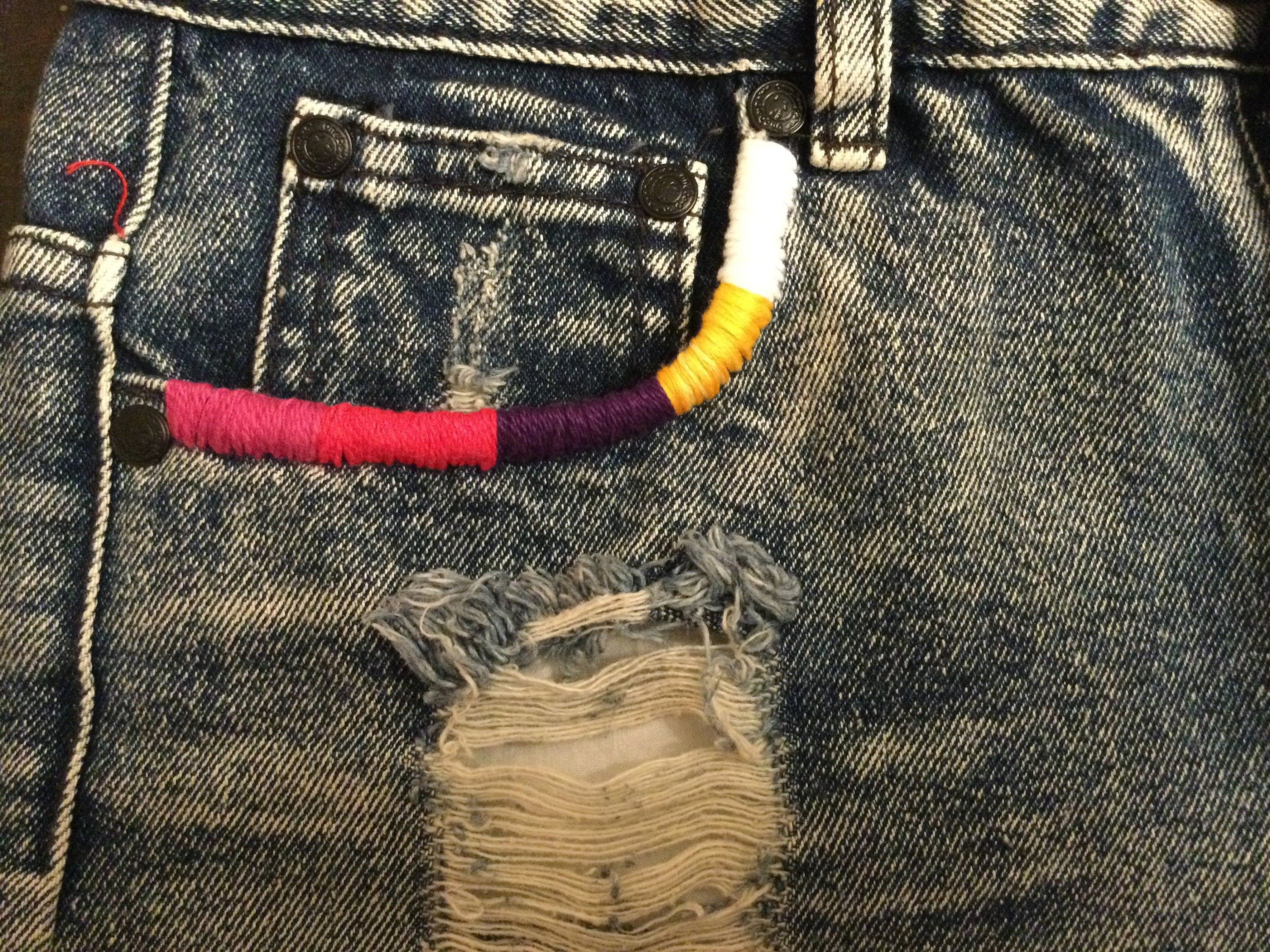 One Teaspoon OOAK Festival Cut Off Denim Shorts Hand Embroidered Shorts