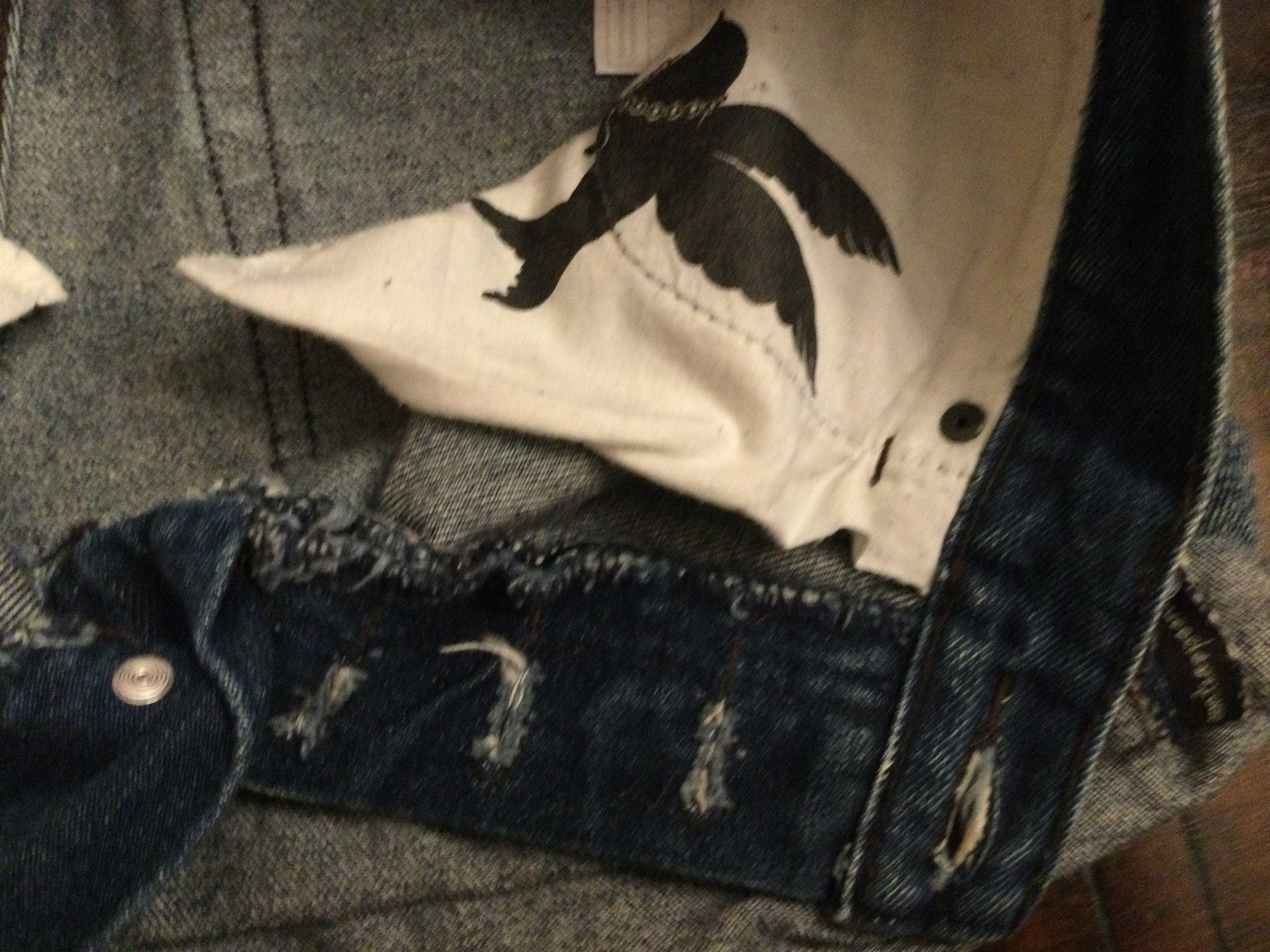 One Teaspoon OOAK Festival Cut Off Denim Shorts Hand Embroidered Shorts
