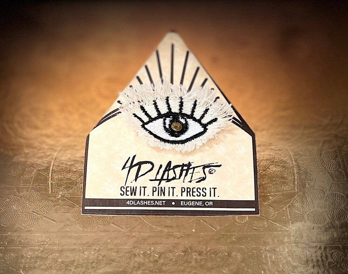 Protective EVIL Eye Talisman Decal GOOD LUCK Handmade Pin Embroidered Frayed Natural Denim tie tack Pin  Iron On ironon decals Hat pin Brooches & Lapel Pins