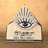 Protective EVIL Eye Talisman Decal GOOD LUCK Handmade Pin Embroidered Frayed Natural Denim tie tack Pin  Iron On ironon decals Hat pin Brooches & Lapel Pins