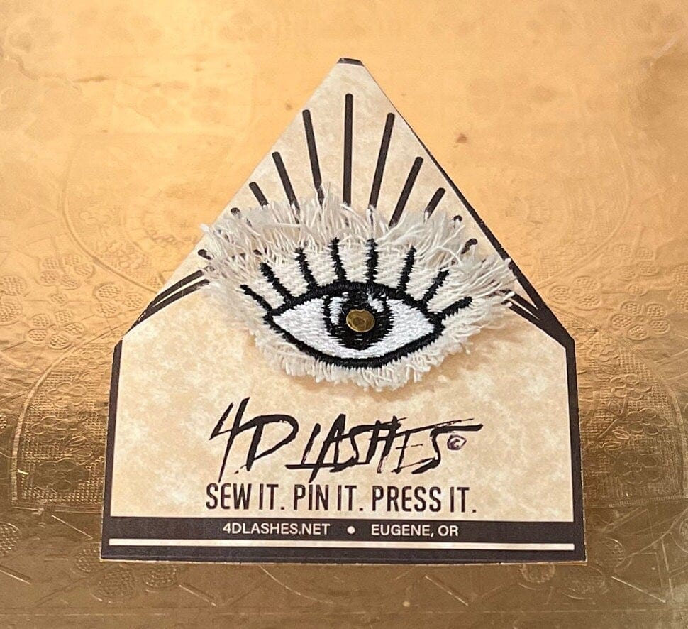 Protective EVIL Eye Talisman Decal GOOD LUCK Handmade Pin Embroidered Frayed Natural Denim tie tack Pin  Iron On ironon decals Hat pin Brooches & Lapel Pins