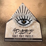 Protective EVIL Eye Talisman Decal GOOD LUCK Handmade Pin Embroidered Frayed Natural Denim tie tack Pin  Iron On ironon decals Hat pin Brooches & Lapel Pins