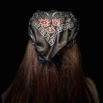 PROTECTIVE EYE Bandana Hand Embroidered Stitched Black Bandanna with Pink Stitches Mystic Design handmade Scarf 4 Eyes 2 corner embroidery Bandanas
