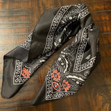 PROTECTIVE EYE Bandana Hand Embroidered Stitched Black Bandanna with Pink Stitches Mystic Design handmade Scarf 4 Eyes 2 corner embroidery Bandanas