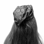 PROTECTIVE EYE Bandana Hand Embroidered Stitched Black Bandanna with Pink Stitches Mystic Design handmade Scarf 4 Eyes 2 corner embroidery Bandanas