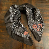 PROTECTIVE EYE Bandana Hand Embroidered Stitched Black Bandanna with Pink Stitches Mystic Design handmade Scarf 4 Eyes 2 corner embroidery Bandanas