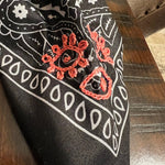 PROTECTIVE EYE Bandana Hand Embroidered Stitched Black Bandanna with Pink Stitches Mystic Design handmade Scarf 4 Eyes 2 corner embroidery Bandanas